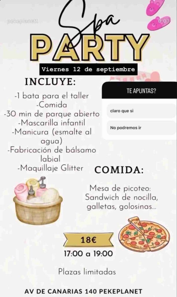 Infantil - Spa Party en Pekeplanet, Vecindario, Gran Canaria.