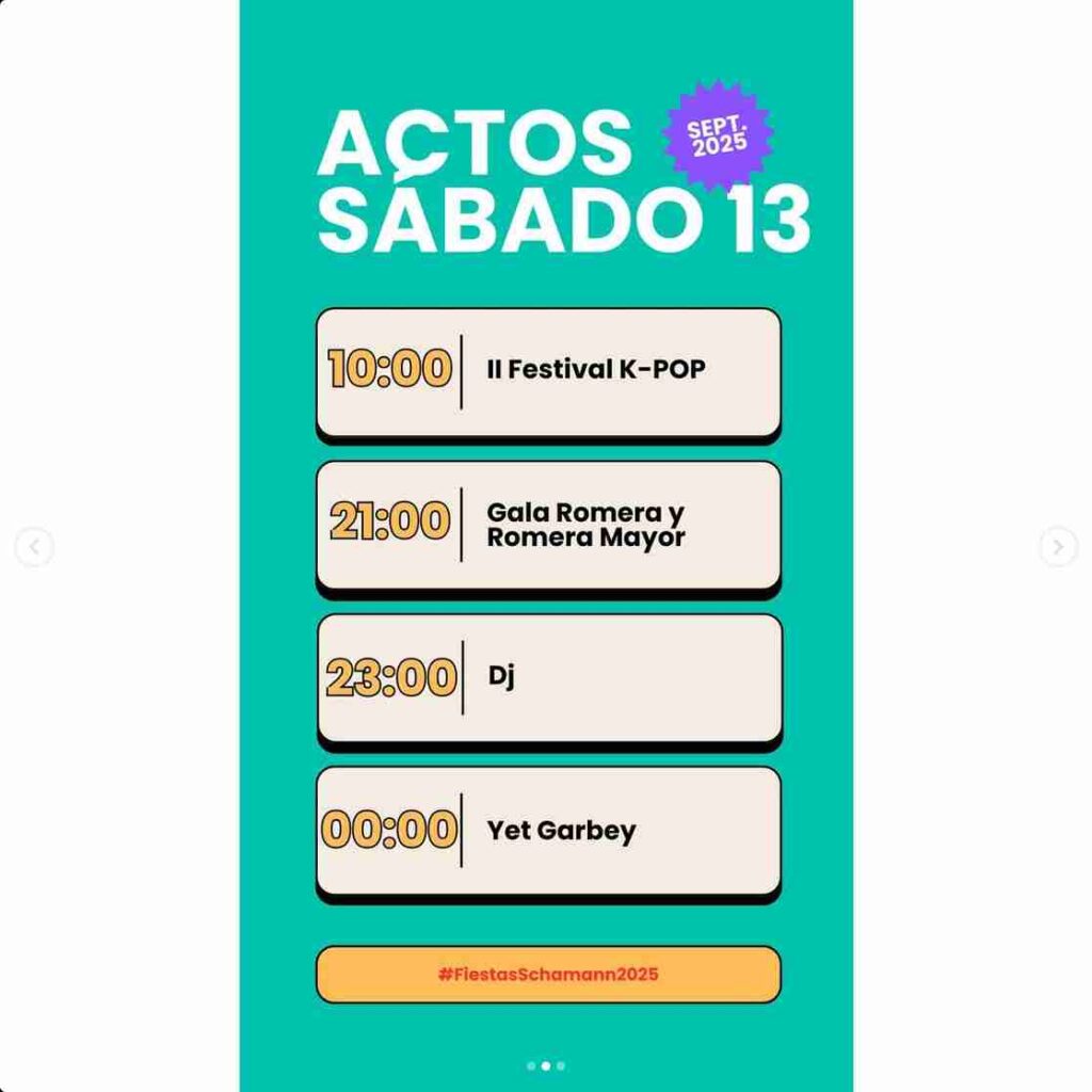 Programa de las Fiestas de Los Dolores en Schamann, Las Palmas de Gran Canaria, del 13 de septiembre