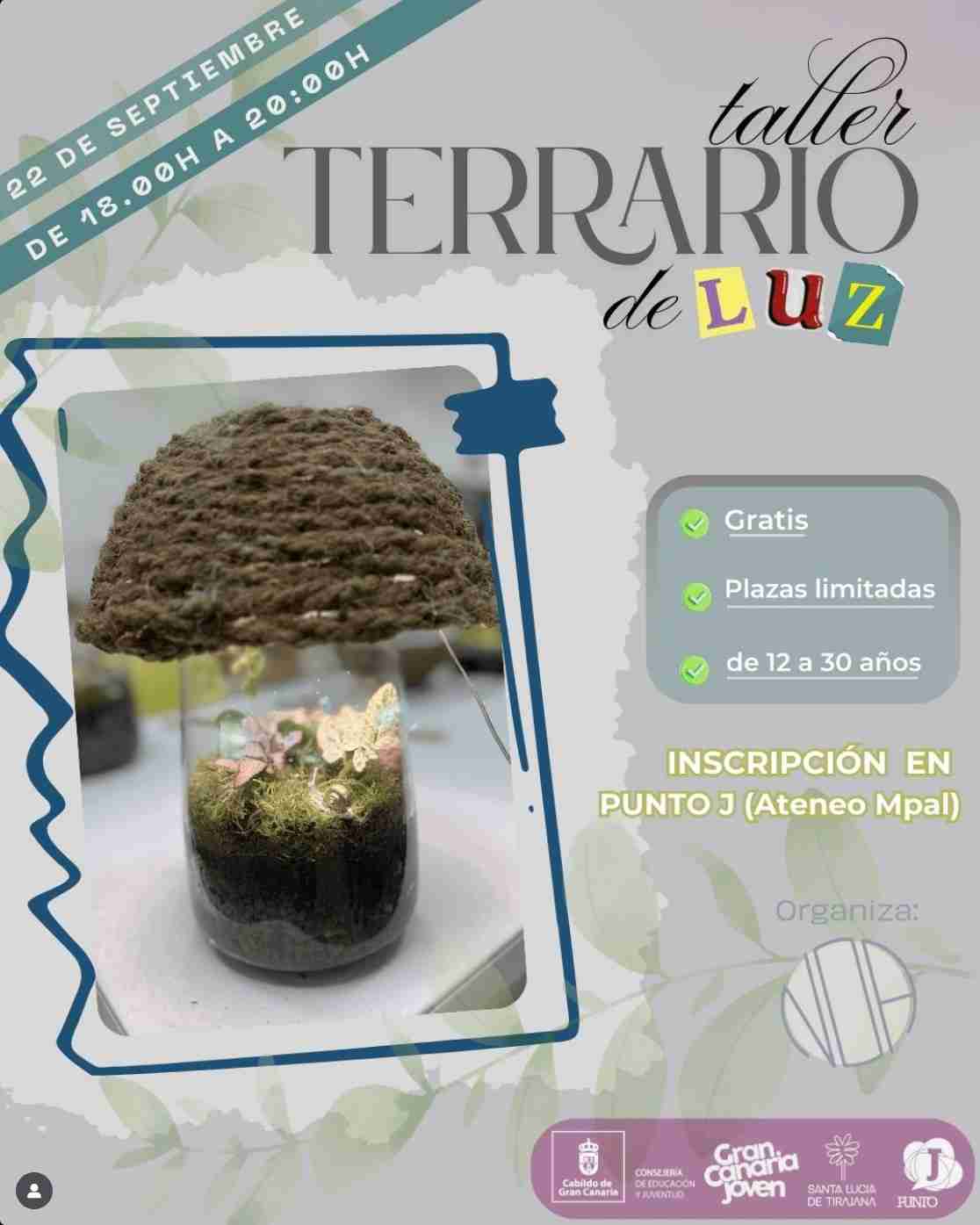 Taller - Terrario de Luz en el Ateneo Municipal de Vecindario, Santa Lucía, Gran Canaria.