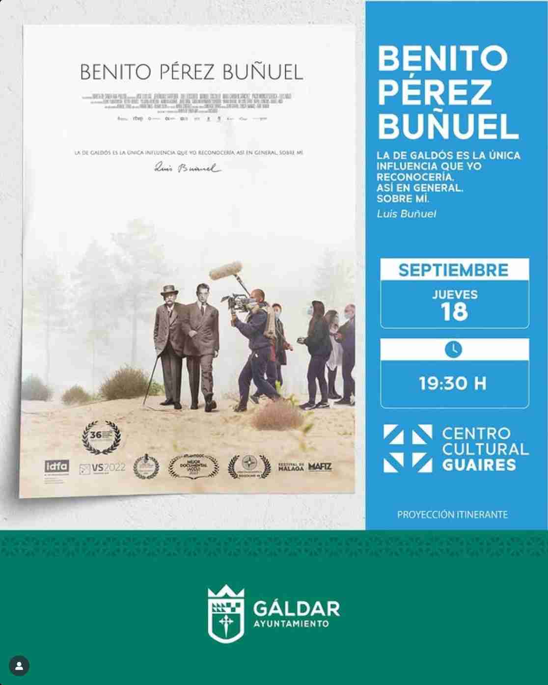 Proyección del documental "Benito Pérez Buñuel" en el Centro Cultural Guaires, Gáldar, Gran Canaria.