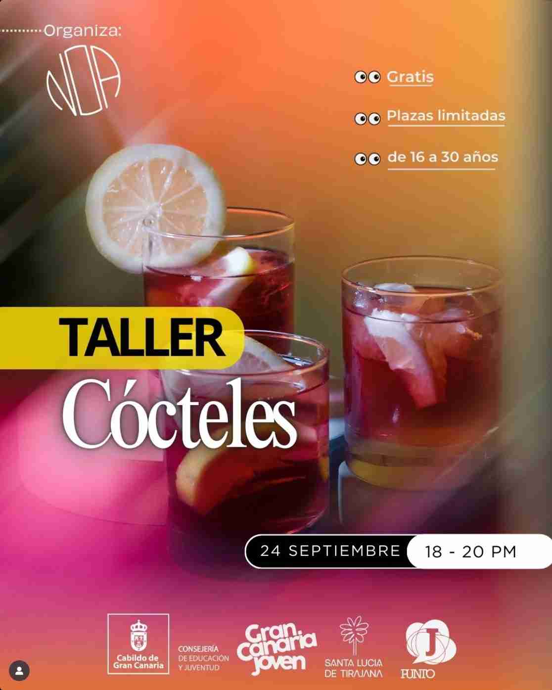Taller de Cócteles para jóvenes en el Ateneo Municipal de Vecindario, Santa Lucía, Gran Canaria.