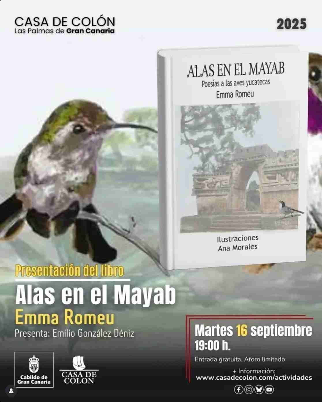 Presentación del libro "Alas en el Mayab: Poesías a las Aves Yucatecas" en la Casa de Colón, Las Palmas de Gran Canaria.