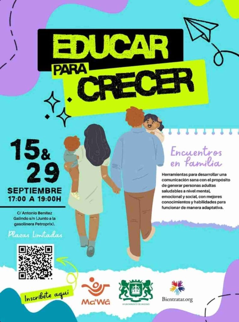 Taller - Educar para crecer, encuentros en familia en La Casa del Caminero, Ingenio, Gran Canaria.