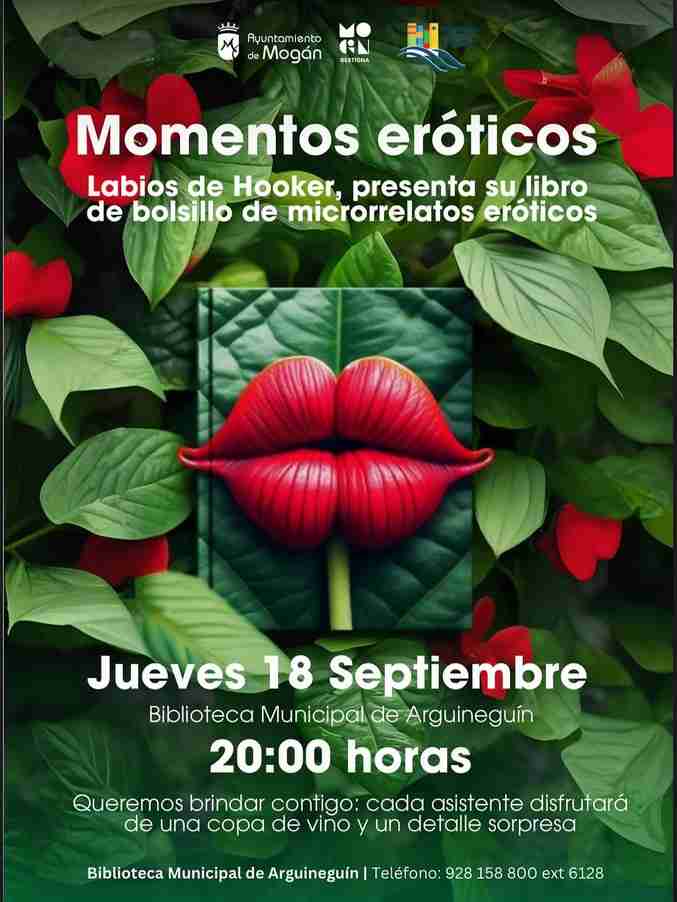 Presentación del Libro "Momentos eróticos" de Labios de Hooker en la Biblioteca Municipal de Arguineguín, Mogán, Gran Canaria.