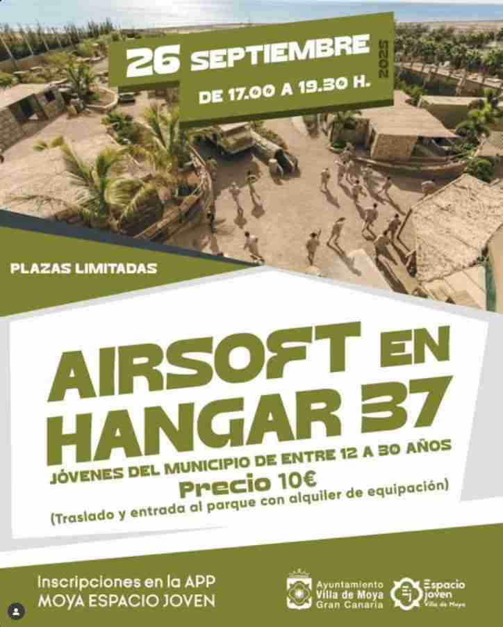 Excursión - Airsoft para jovenes de Moya en Hangar 37, San Bartolomé de Tirajana, Gran Canaria.