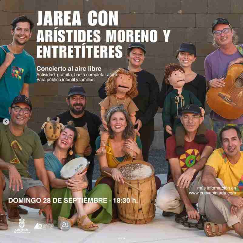Concierto "Jarea, Entretíteres y Arístides Moreno Cantan a Cueva Pintada" en el Museo y Parque Arqueológico Cueva Pintada, Gáldar, Gran Canaria.