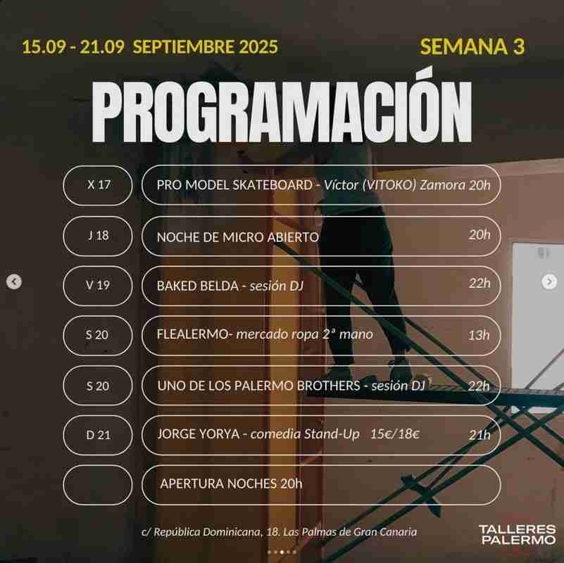 Programación Talleres Palermo Semana 3 Septiembre