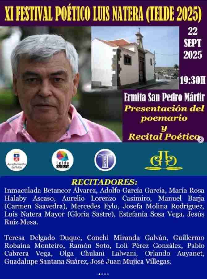 XI Festival Poético Luis Natera - Presentación del poemario y recital poético en la Ermita San Pedro Mártir de Verona, Telde, Gran Canaria.