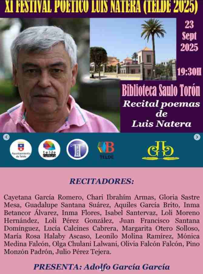 XI Festival Poético Luis Natera - Recital de poemas de Luis Natera, en la Biblioteca Saulo Torón, Telde, Gran Canaria.