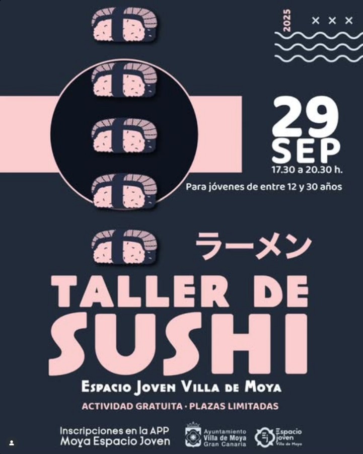 Taller de Sushi para Jóvenes en el Espacio Joven Villa de Moya, Gran Canaria.