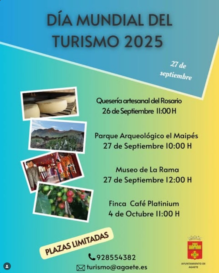Celebración del Día mundial del turismo en Agaete, Gran Canaria, con visitas guiadas y puertas abiertas.