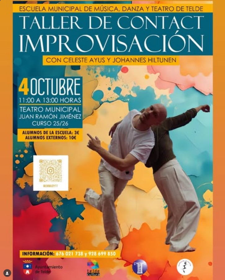 Taller de Contact Improvisación en el Teatro Municipal Juan Ramón Jiménez de Telde, Gran Canaria.