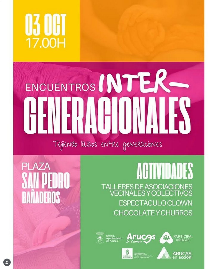 Encuentros Intergeneracionales  en la Plaza de San Pedro, Bañaderos, Arucas, Gran Canaria.