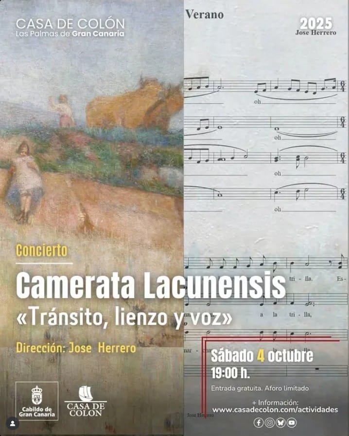 Concierto "Tránsito, Lienzo y Voz'" de Camerata Lacunensis en la Casa de Colón, Las Palmas de Gran Canaria.