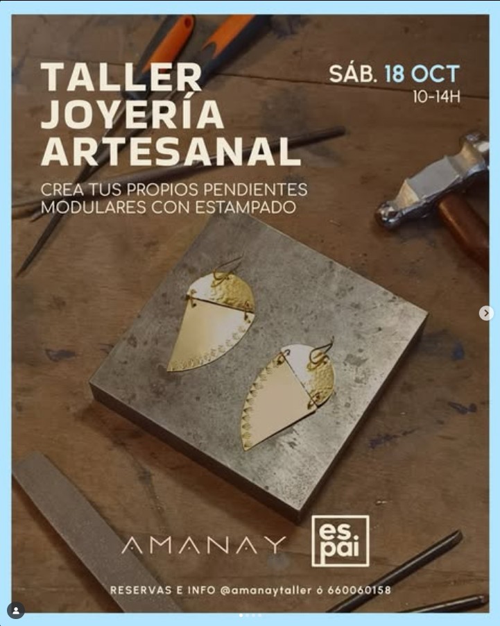 Taller de Joyería Artesanal con Amanay "Pendientes modulares" en Espai Art Studio, Las Palmas de Gran Canaria.