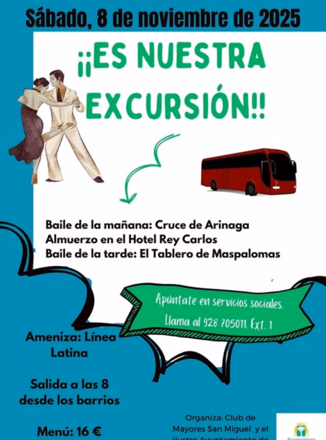 Excursión por el Día del Mayor para mayores de Valsequillo, Gran Canaria.