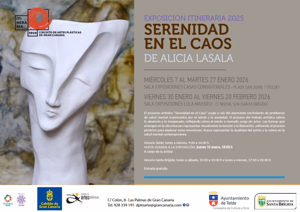 Inauguración de la Exposición "Serenidad en el caos" de Alicia Lasala en las Casas Consistoriales de Telde, Gran Canaria.
