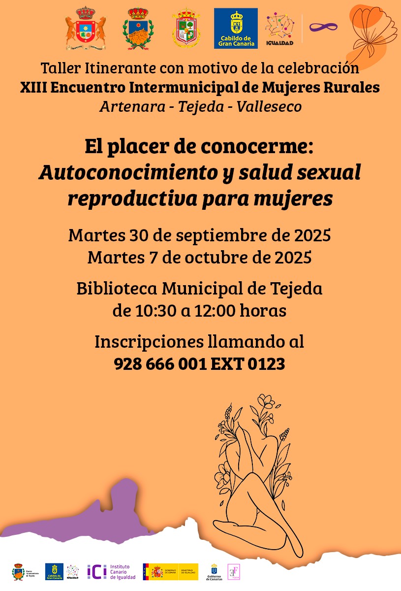 Taller - El placer de conocerme: autoconocimiento y salud sexual reproductiva para mujeres, en la Biblioteca Municipal de Tejeda, Gran Canaria.