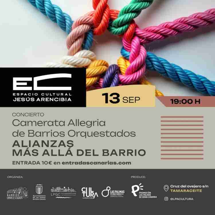 Concierto "Alianzas, más allá del barrio" de la Camerata Allegria de Barrios Orquestados en el Espacio Cultural Jesús Arencibia de Tamaraceite, Las Palmas de Gran Canaria.