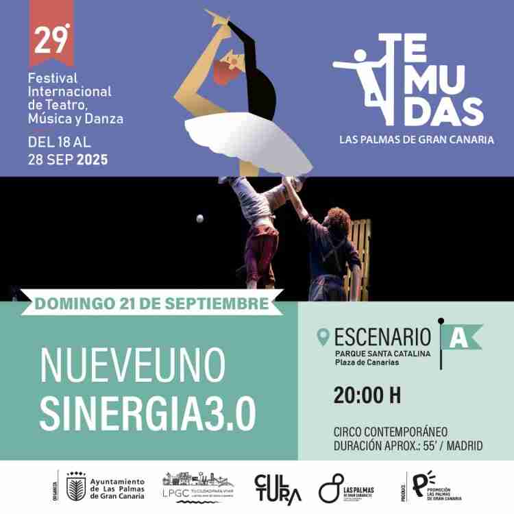 Festival Temudas - Circo - Sinergia 3.0 de la compañía Nueveuno en la Plaza de Canarias (Trasera de Santa Catalina), Las Palmas de Gran Canaria.