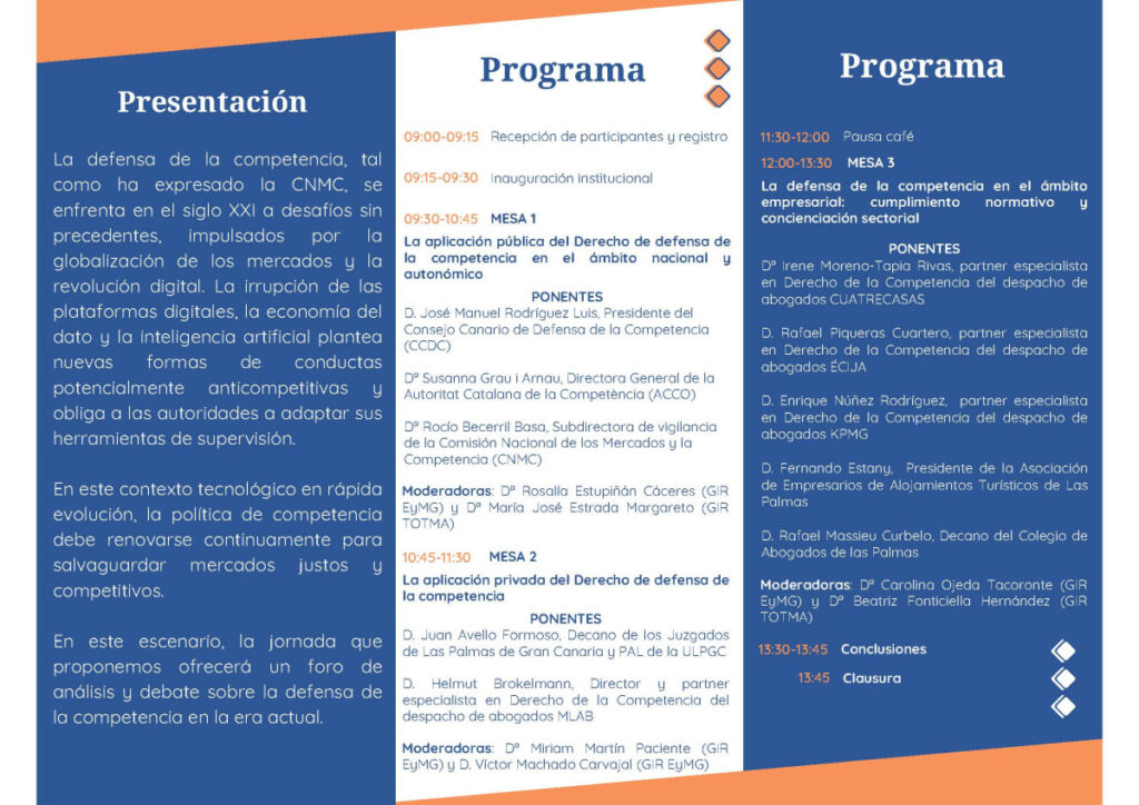 Jornada 'Defensa de la competencia en el siglo XXI' en la Sede Institucional de la ULPGC, Las Palmas de Gran Canaria.