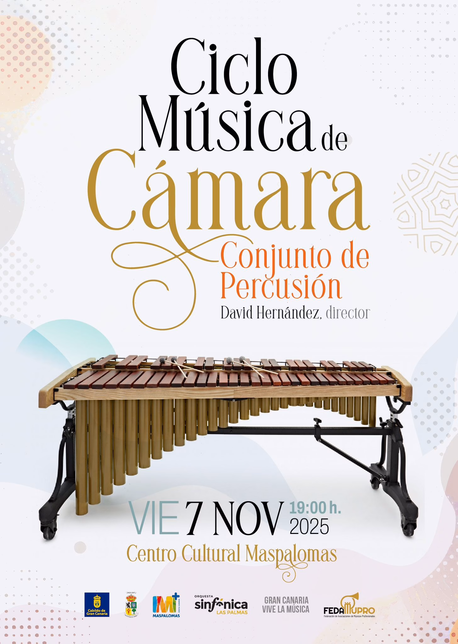 Concierto "Conjunto de percusión" del Ciclo de Música de Cámara en el Centro Cultural de Maspalomas, San Bartolomé de Tirajana, Gran Canaria.