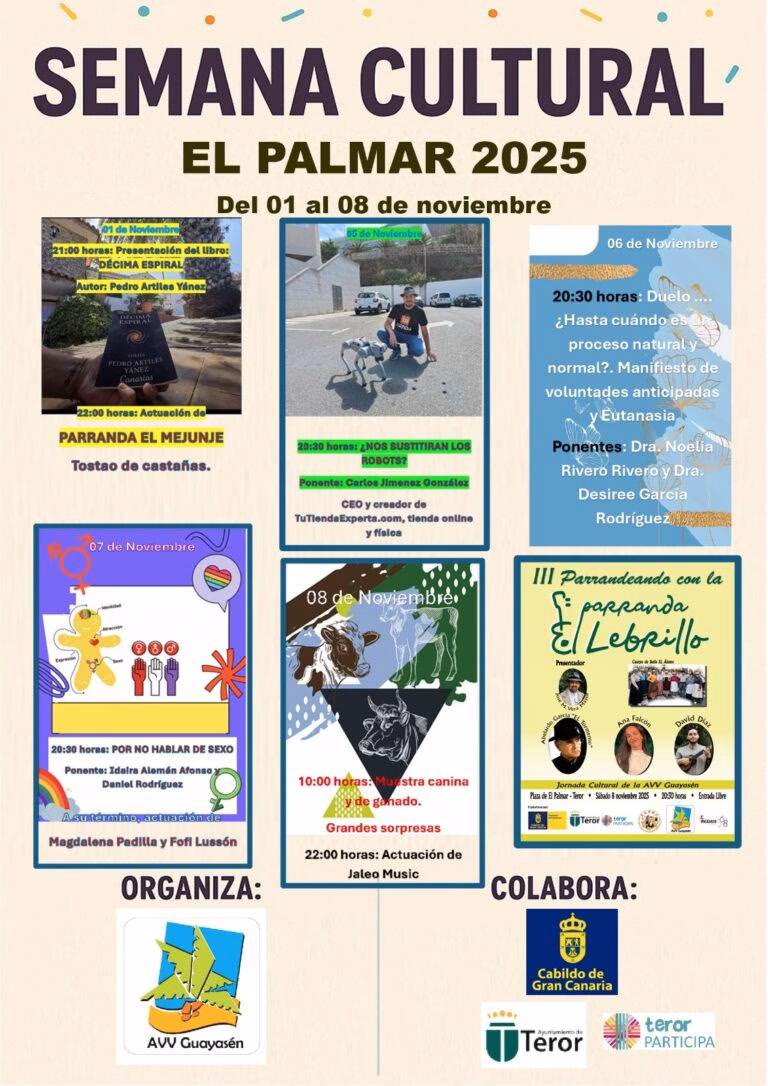 Programa de la Semana Cultural en El Palmar, Teror, Gran Canaria.