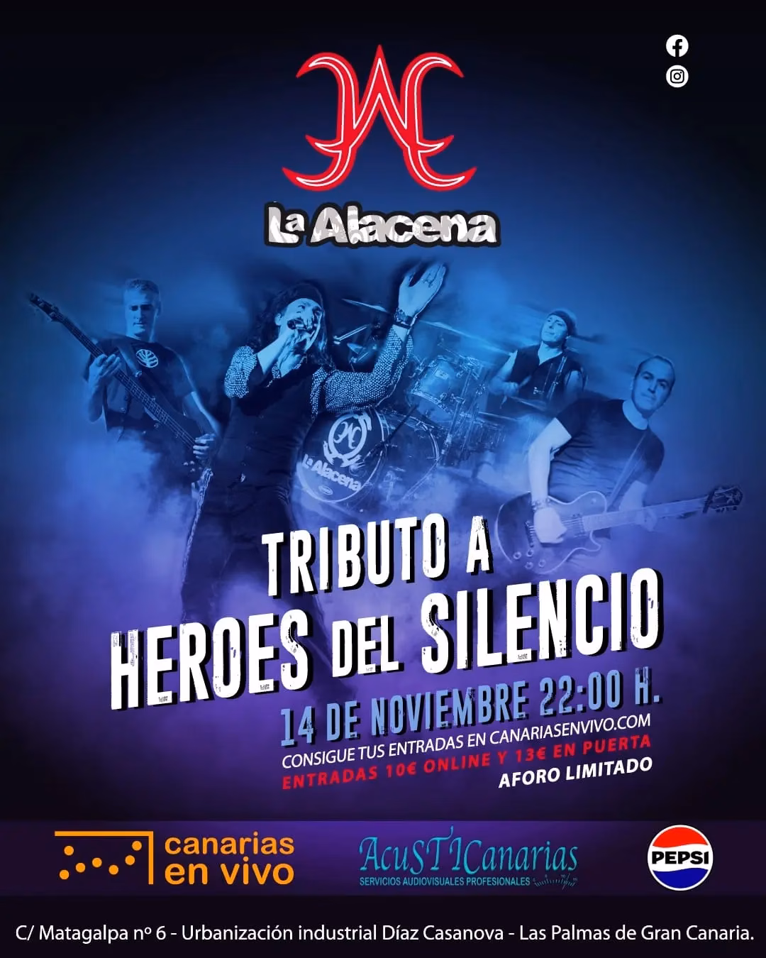 Concierto - La Alacena, tributo a Héroes del Silencio, en la Sala Canarias En Vivo, Las Palmas de Gran Canaria.