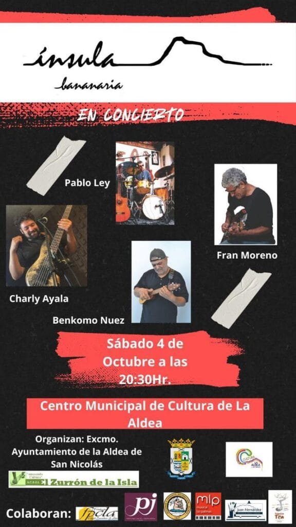 Concierto de Ínsula Bananaria en el Centro Cultural de la La Aldea de San Nicolás, Gran Canaria.