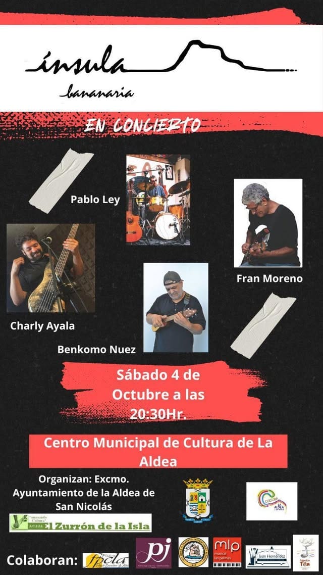 Concierto de Ínsula Bananaria en el Centro Cultural de la La Aldea de San Nicolás, Gran Canaria.