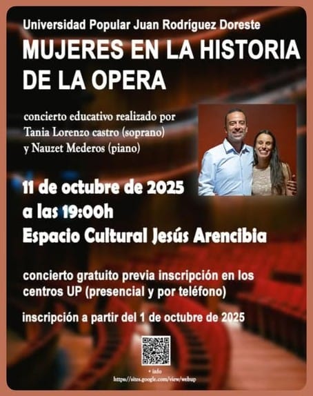 Concierto educativo "Mujeres en la historia de la ópera" en el Espacio Cultural Jesús Arencibia de Tamaraceite, Las Palmas de Gran Canaria.