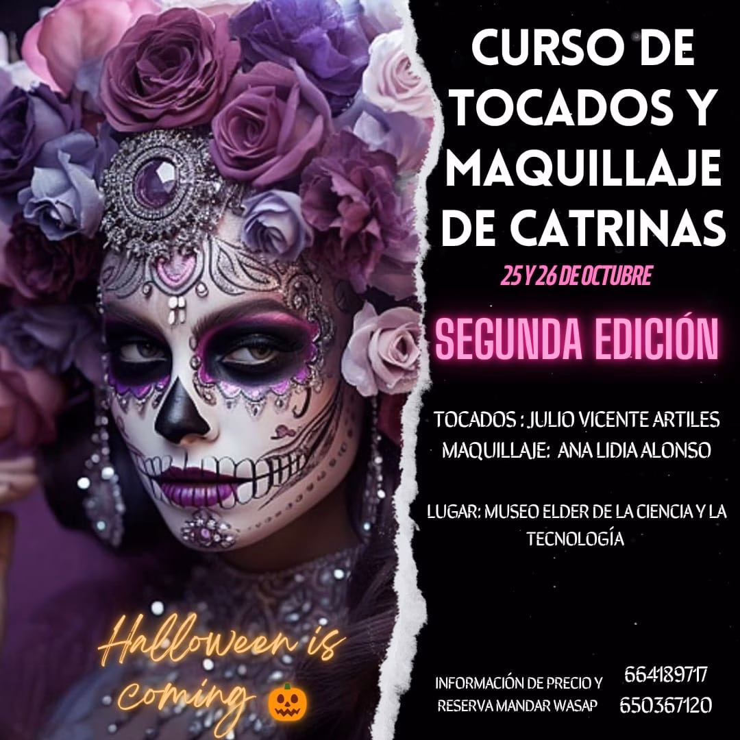 Taller de Tocados y maquillaje de Catrinasen el Museo Elder de Las Palmas de Gran Canaria.