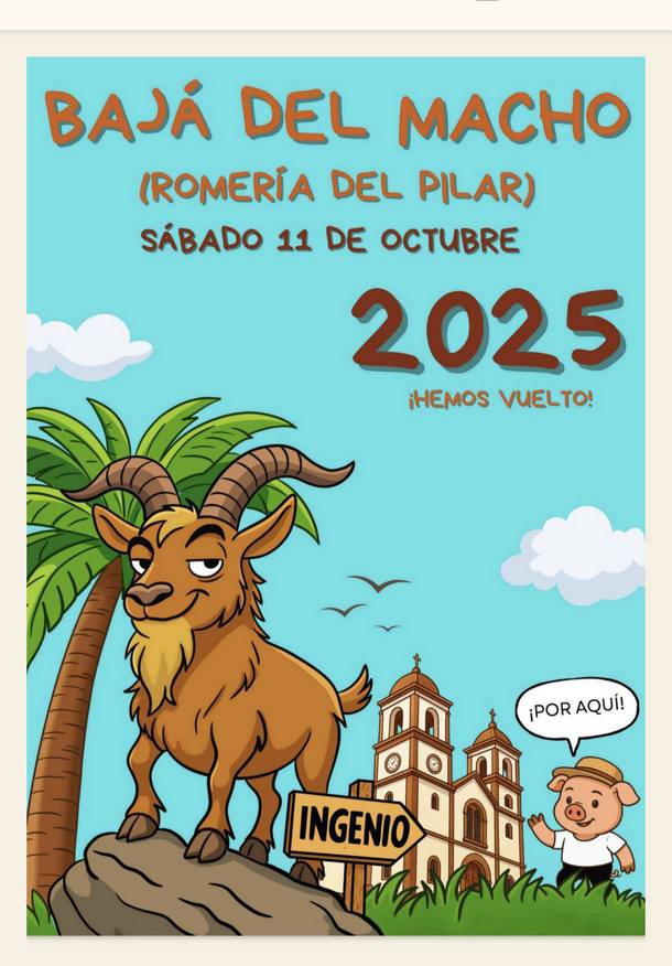 Programa de la Romería "Bajá del Macho" de las Fiestas del Pilar en Ingenio, Gran Canaria, el 11 de octubre