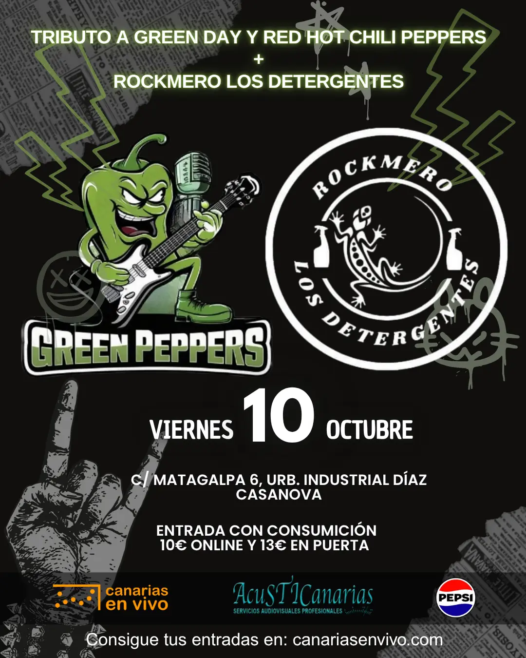 Concierto de Green Peppers + Rockmero en la Sala Canarias En Vivo, Las Palmas de Gran Canaria.