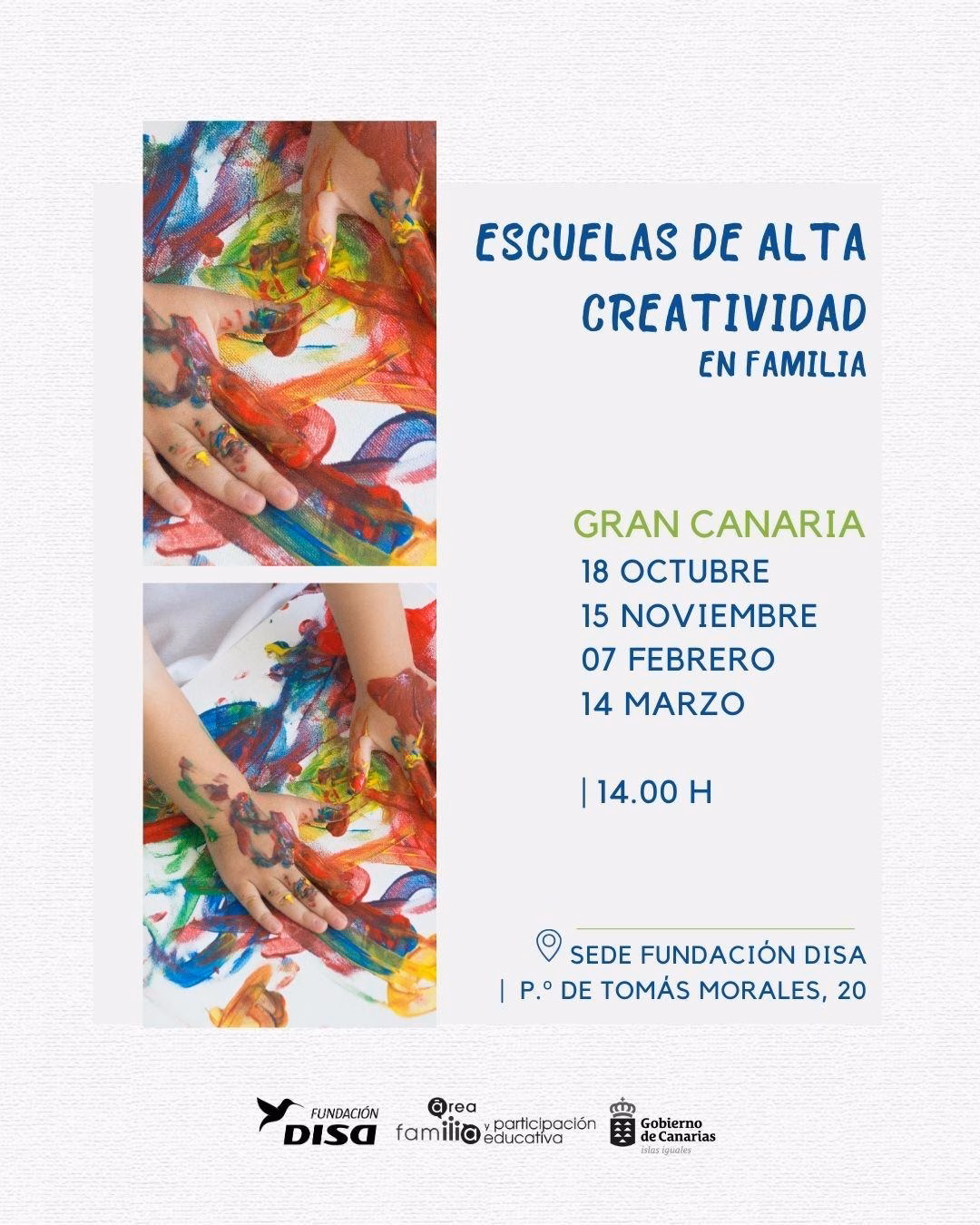 Taller "Escuelas de alta creatividad en familia" en la Sede de la Fundación Disa de Las Palmas de Gran Canaria.