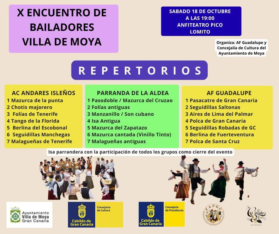 X Encuentro de Bailadores Villa de Moya en el Anfiteatro del Parque Pico Lomito de Moya, Gran Canaria.