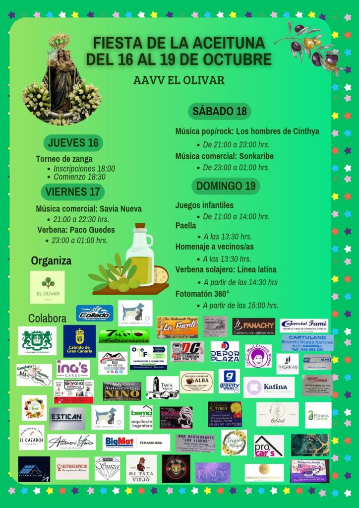 Programa de las Fiestas de la Aceituna en el Lirón y El Olivar, Ingenio, Gran Canaria