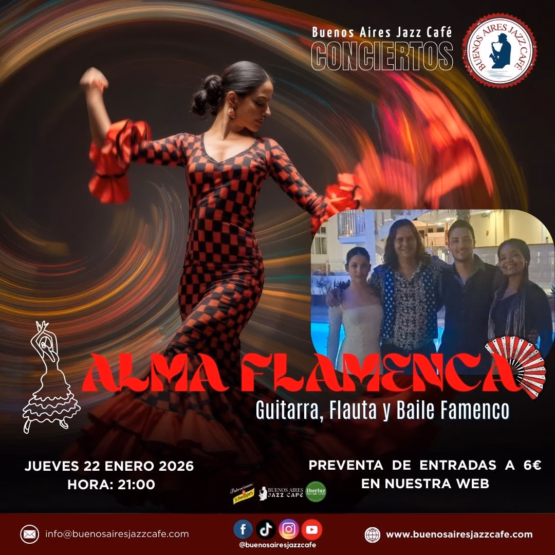 Concierto ALMA FLAMENCA – REYNIER MARIÑO en Buenos Aires Jazz Café, Las Palmas de Gran Canaria.