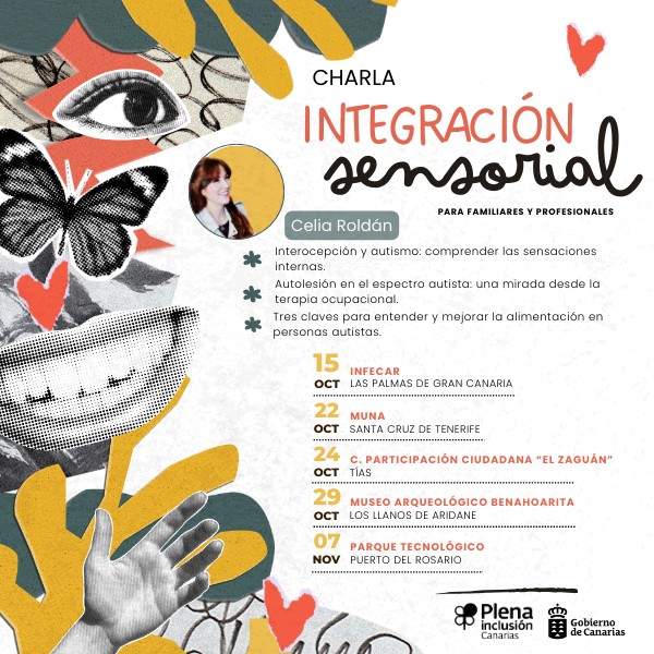 Charla "Integración sensorial" con Celia Roldón, para familiares y profesionales, en Infecar, Las Palmas de Gran Canaria.