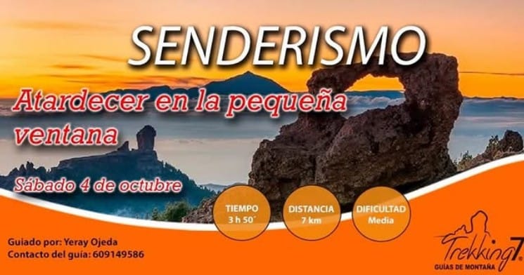 Senderismo - Atardecer en la pequeña ventana, La Agujereada, San Mateo, Gran Canaria, por Trekking 7.