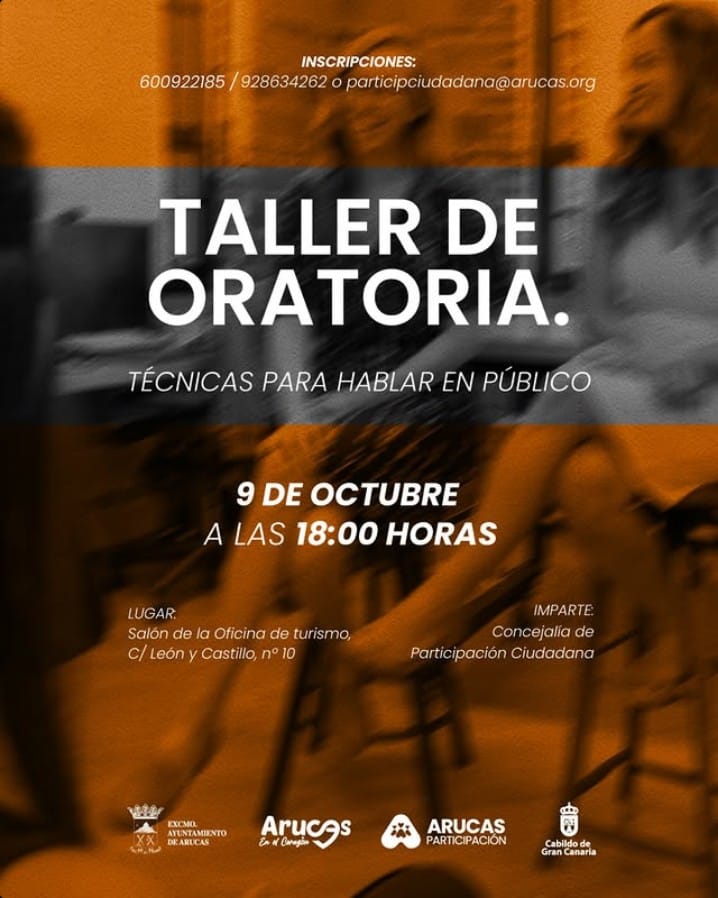 Taller de Oratoria, técnicas para hablar en público, en la Oficina de Turismo de Arucas, Gran Canaria.