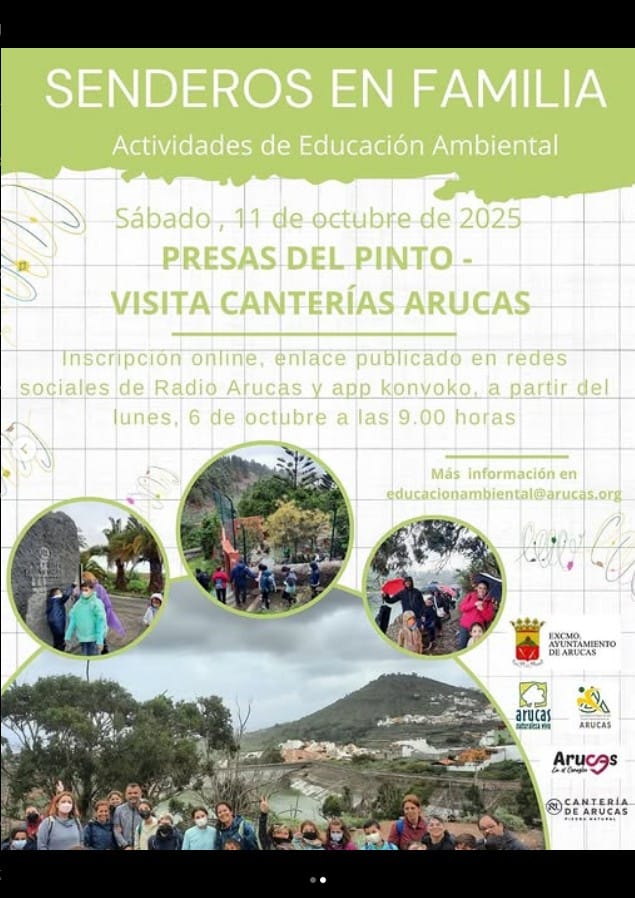 Senderos En Familia - Presas del Pinto y Cantería de Arucas, organizada por el Ayuntamiento de Arucas, Gran Canaria.