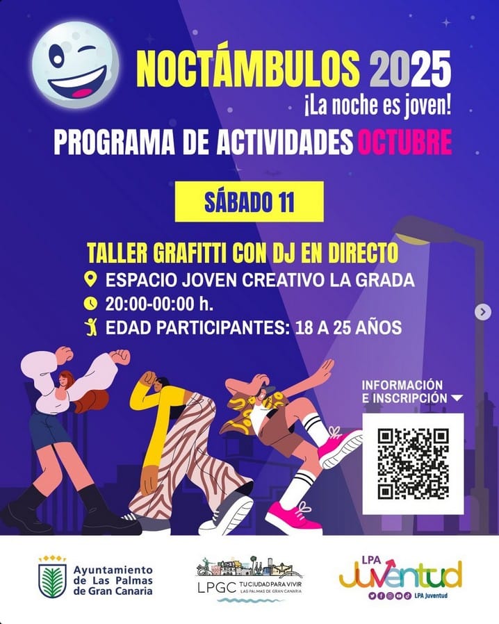 Taller de Grafitti con Dj en directo del programa "Noctámbulos" en el Espacio La Grada de Las Palmas de Gran Canaria.