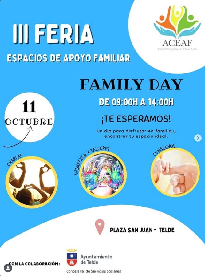 Feria de Apoyo Familiar "Family Day" en la Plaza de San Juan, Telde, Gran Canaria.
