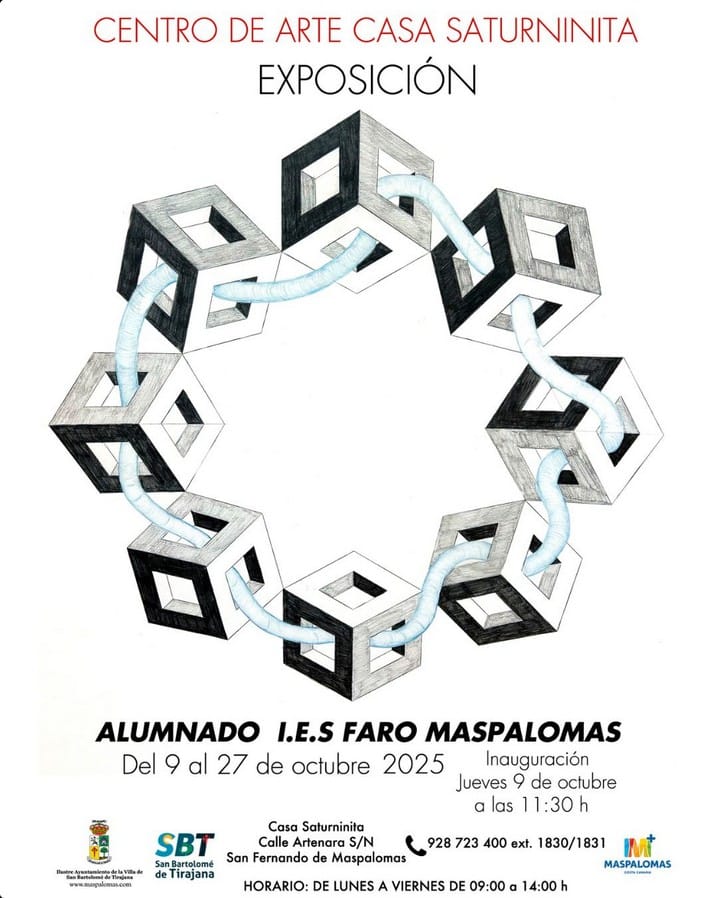 Inauguración de la Exposición del Alumnado del I.E.S. Faro Maspalomas en el Centro de Arte Casa Saturninita de Maspalomas, Gran Canaria.