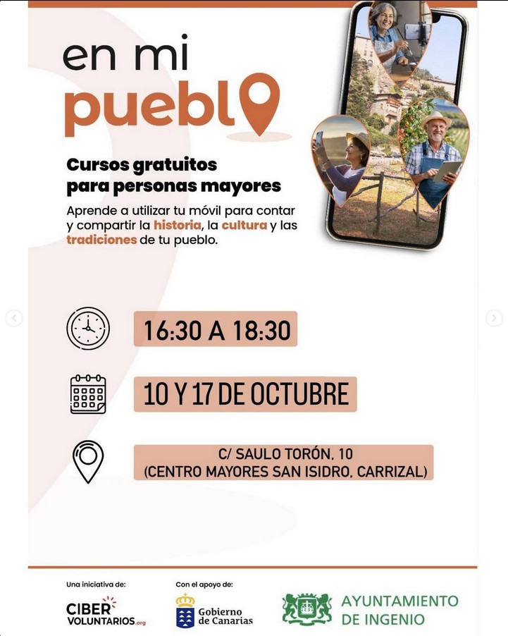 Taller para mayores "Aprende a utilizar tu móvil" en el Centro de Mayores San Isidro de Carrizal, Ingenio, Gran Canaria.