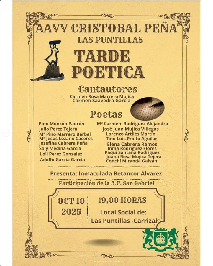 Poesía - Tarde poética y musical en la AA.VV. Cristóbal Peña de Las Puntillas, Ingenio, Gran Canaria.