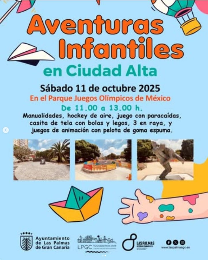Aventuras infantiles en Ciudad Alta, en el Parque Juegos Olímpicos de México, Las Palmas de Gran Canaria.