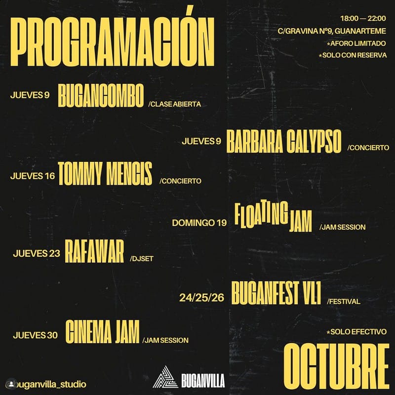 Programación octubre Buganvilla Studio
