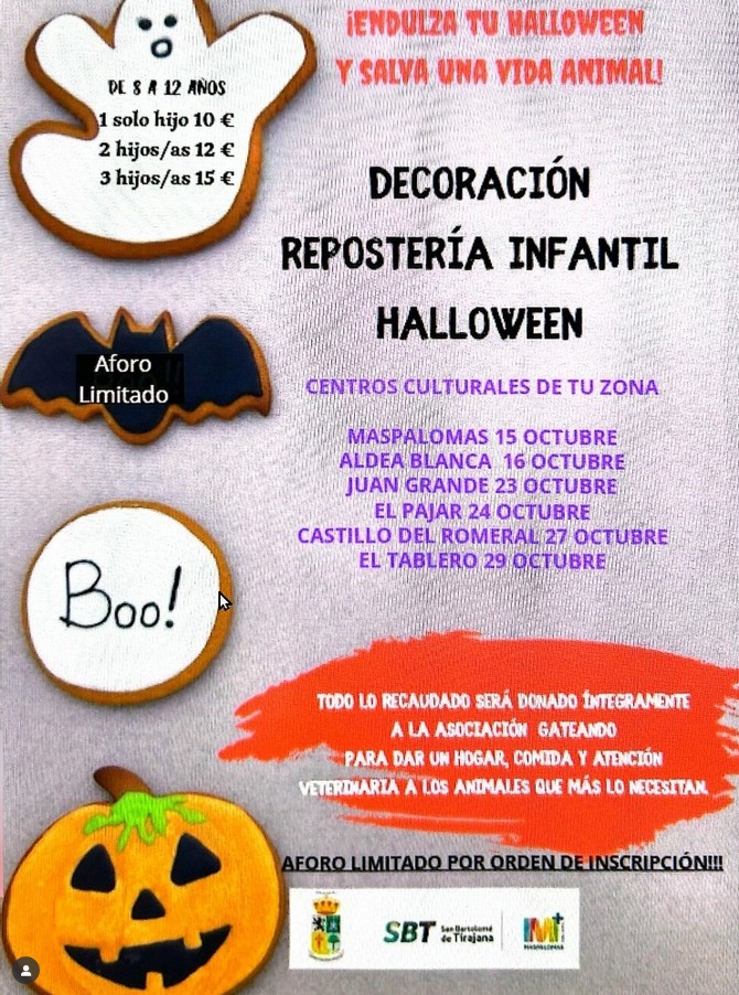 Taller infantil - Decoración repostería Halloween en los Centros Culturales de San Bartolomé de Tirajana, Gran Canaria.